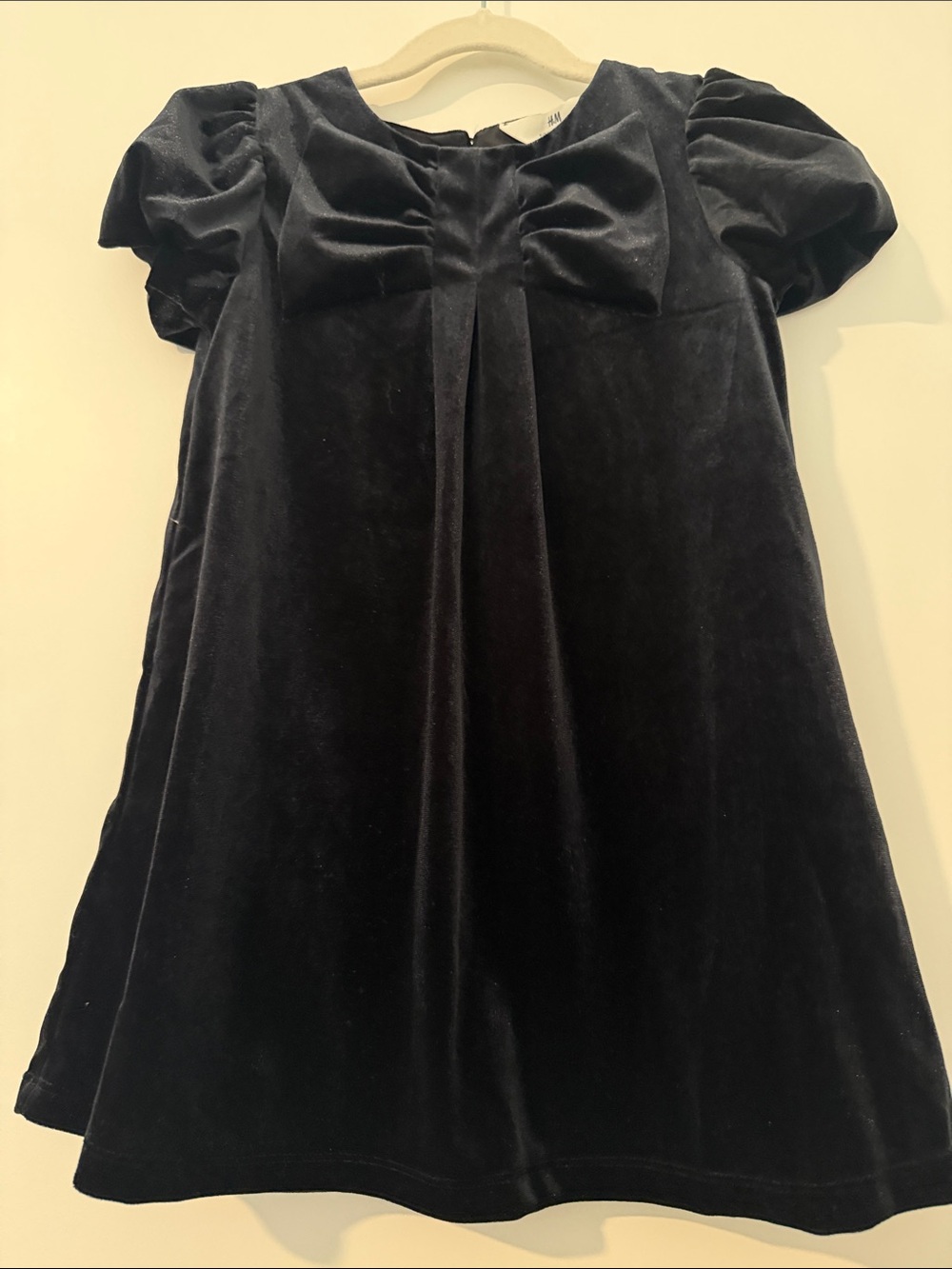 H&M Black Velvet Bow-Front Formal Dress for Girls